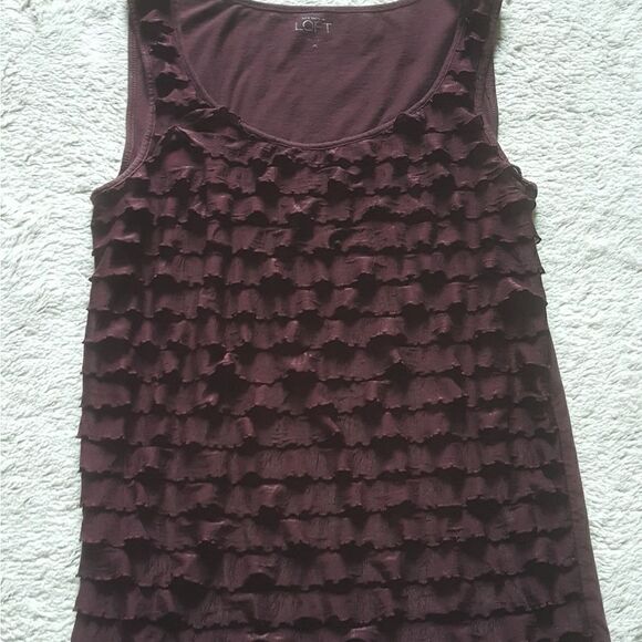 LOFT Ann Taylor Ruffled Sleeveless Tank Top Women’s Size XS - Picture 1 of 5